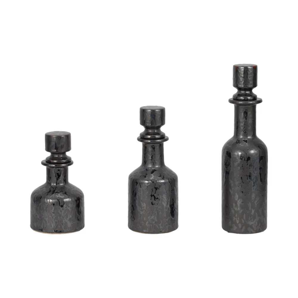 RAESIDE SET OF 3 BLACK VASES 15 (IN)