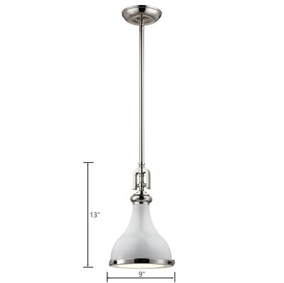 Rutherford 9″ Wide 1-Light Mini Pendant - Gloss White