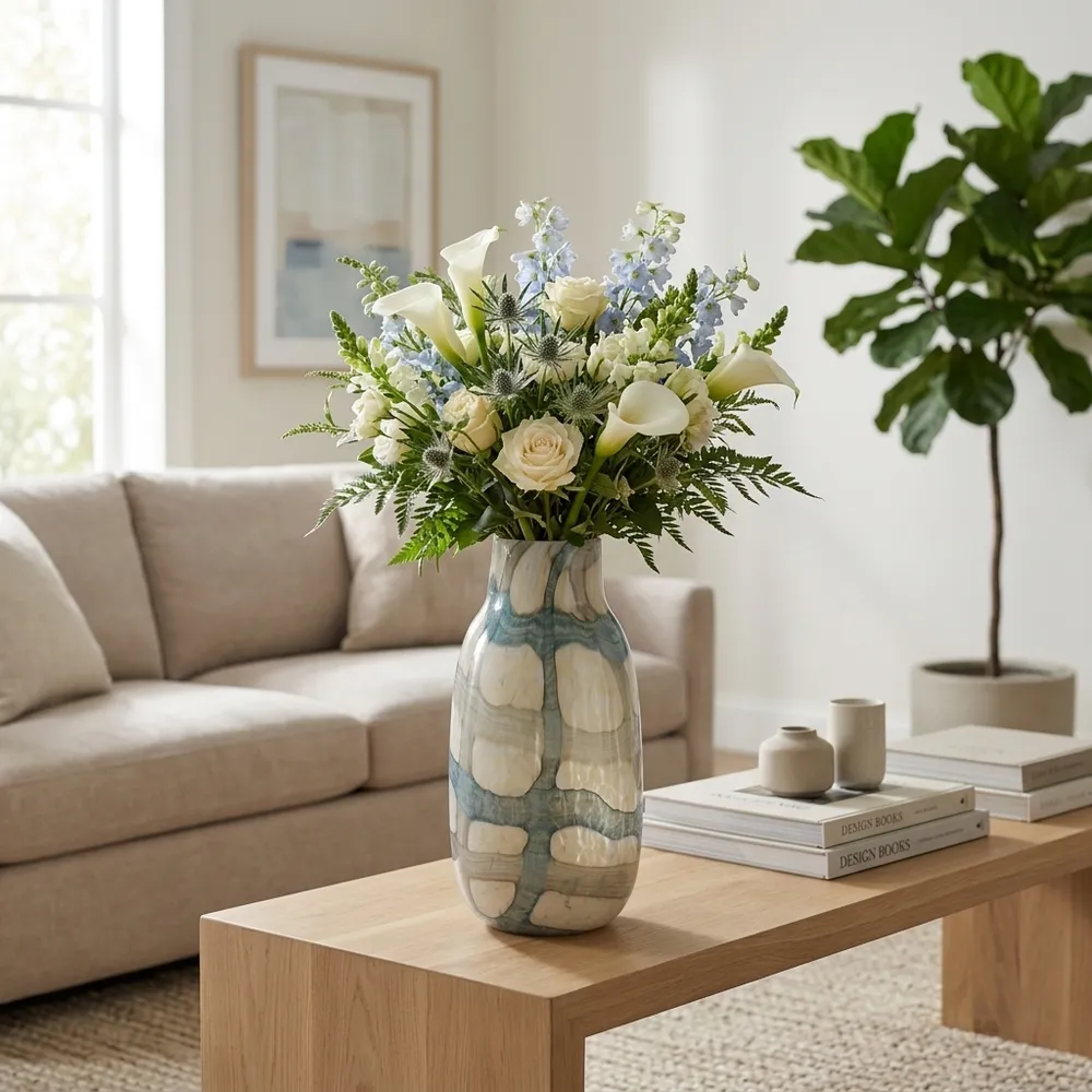 CRANEWORTH BLUE GLASS VASE 13 (IN)