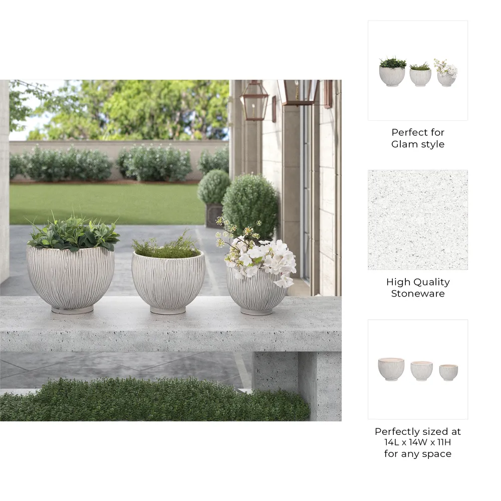CUTTERWELL SET OF 3 WHITE PLANTER 11 (IN)