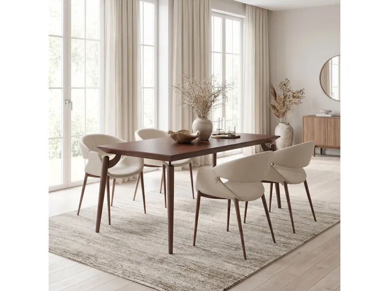 Limay Dining Chair Beige & Walnut 11