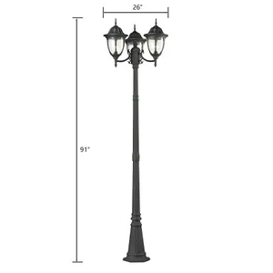 Central Square 91'' High 3-Light Outdoor Post Light - Textured Matte Black 2