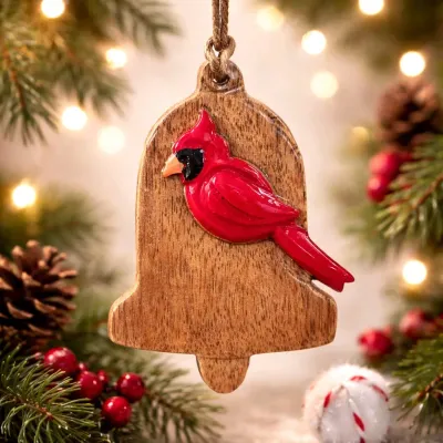 Cardinal Bell Ornament 5x3.5in