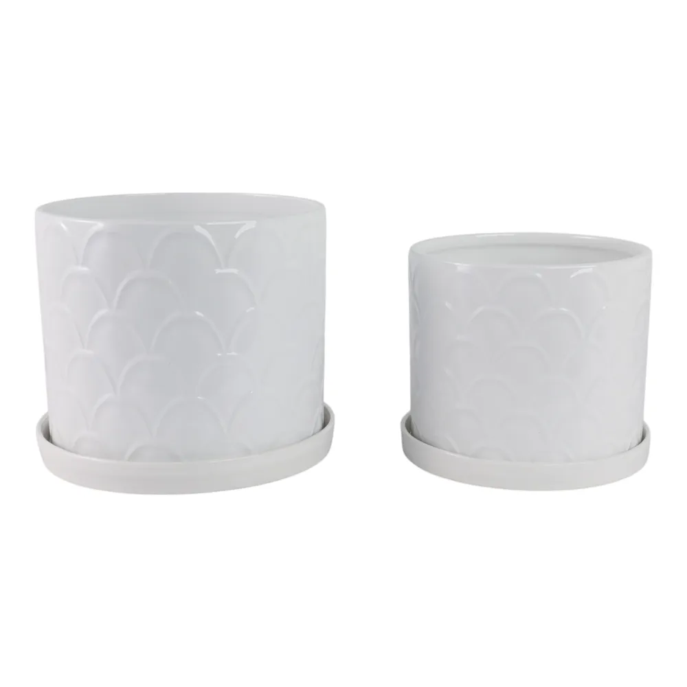 CABOT SET OF 2 WHITE PLANTER 11 (IN)