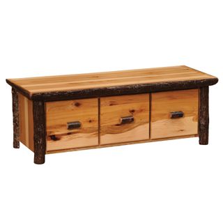 Hickory Entry Bench with Three Drawers - Natural Hickory