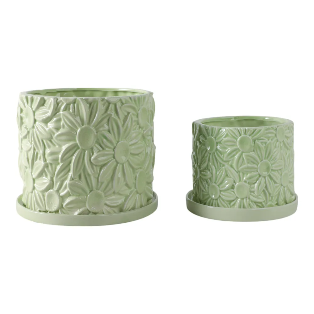 BOWENHAVEN SET OF 2 GREEN PLANTER 7 (IN)