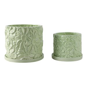 BOWENHAVEN SET OF 2 GREEN PLANTER 7 (IN) 1