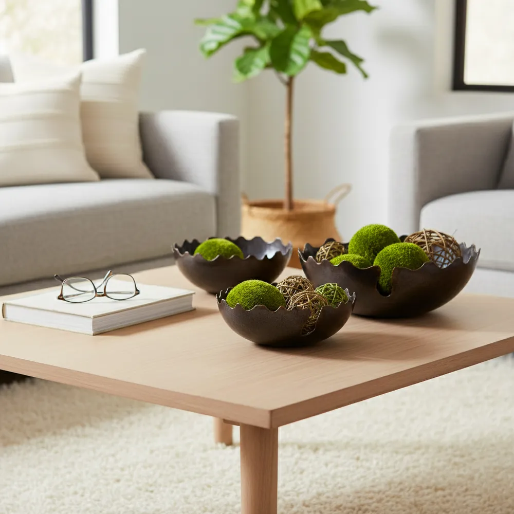 BRENTONSTONE SET OF 3 BLACK BOWLS 6 (IN)