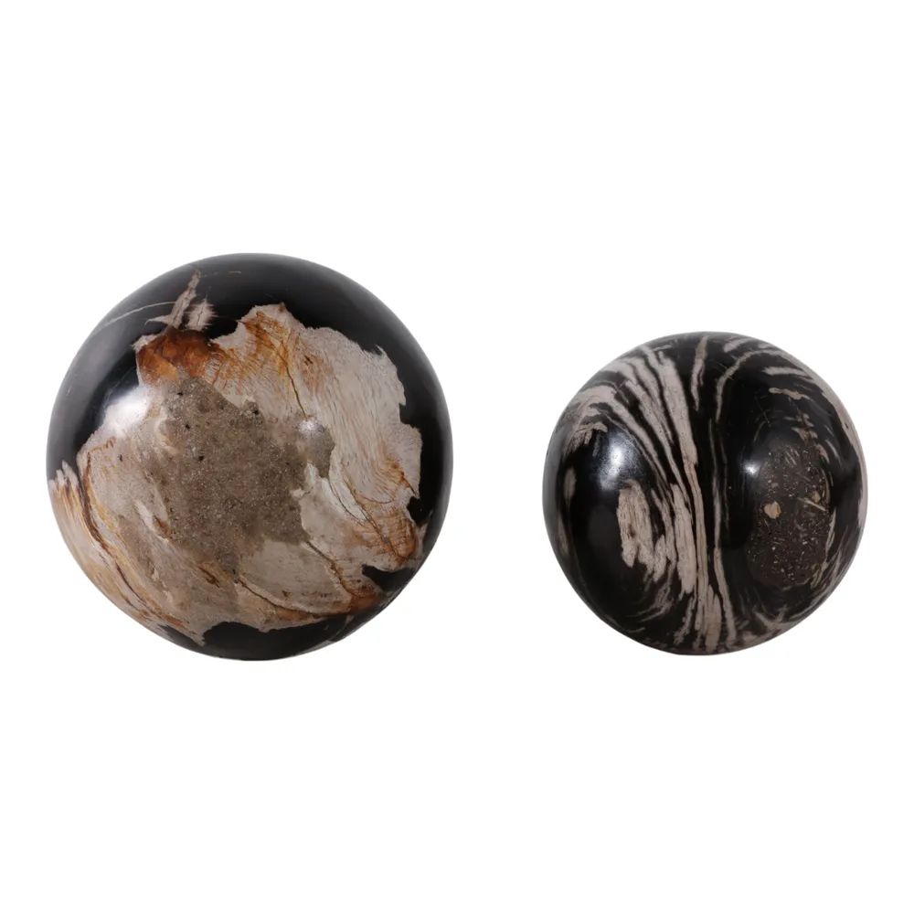 ELDERVIEW SET OF 2 BLACK ORBS 6 (IN)