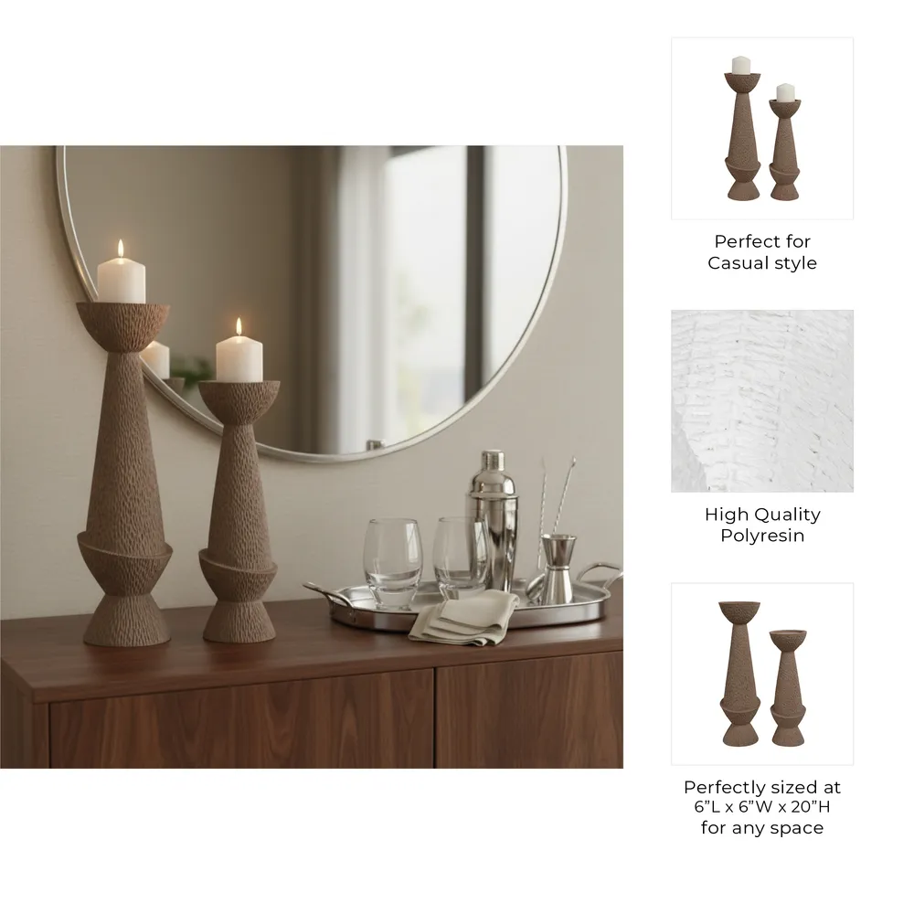 VALECLIFF SET OF 2 TAN CANDLE HOLDER 20 (IN)
