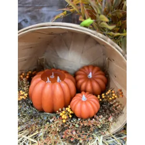 Orange Pumpkin Carved Moving Flame LED Candle 8x6in 4