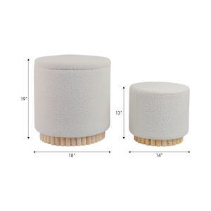 CALRUN SET OF 2 WHITE OTTOMANS 20 (IN) 9