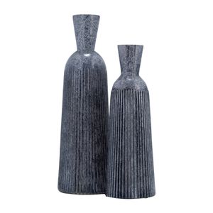 16", GROOVED GLASS VASE, BLUE 7