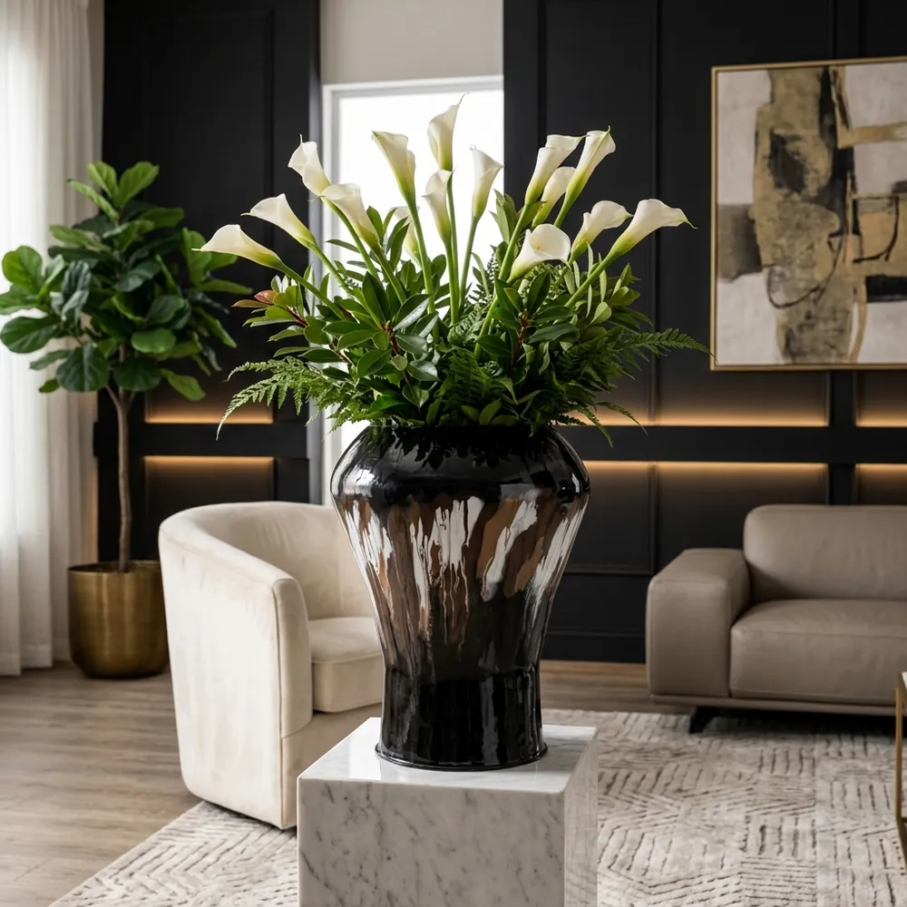 ANTONMILL BLACK VASE 25 (IN)