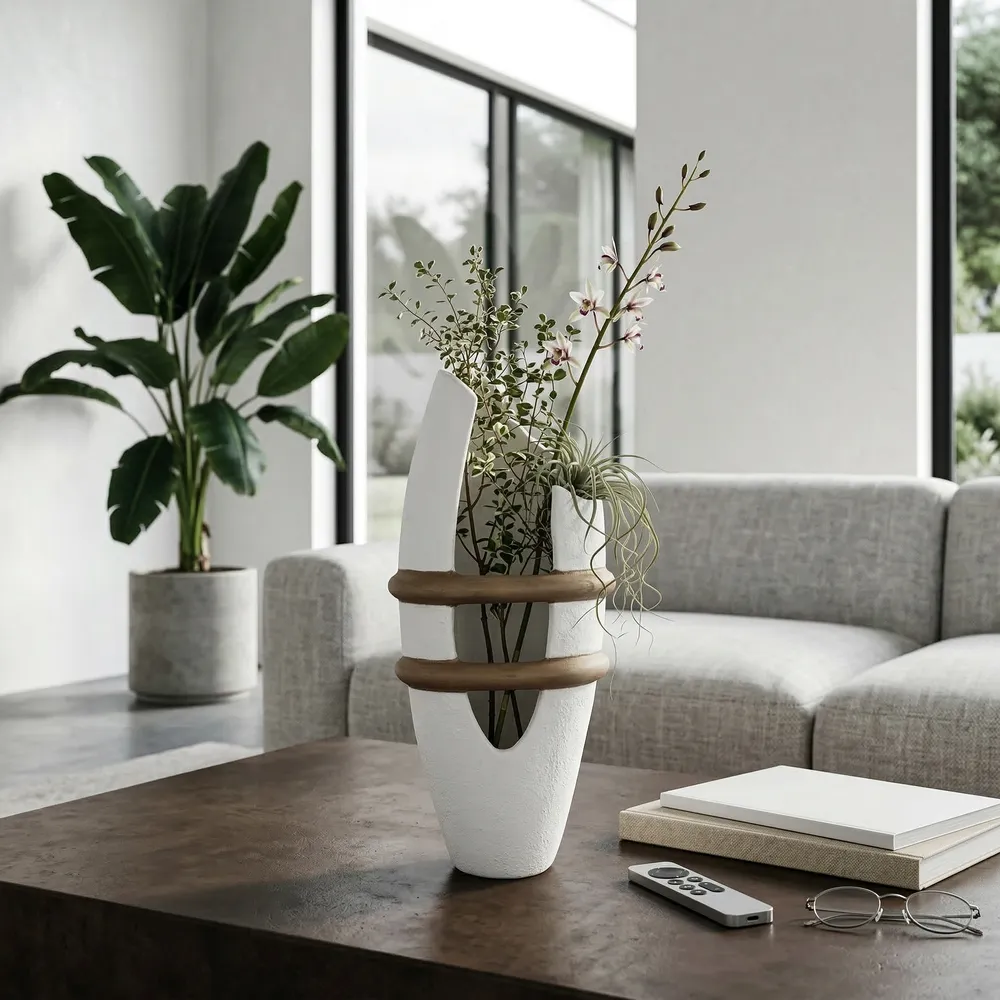 LUKETON WHITE VASE 18 (IN)