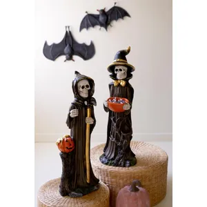Set of 2 Painted Resin Halloween Grim Reapers 1
