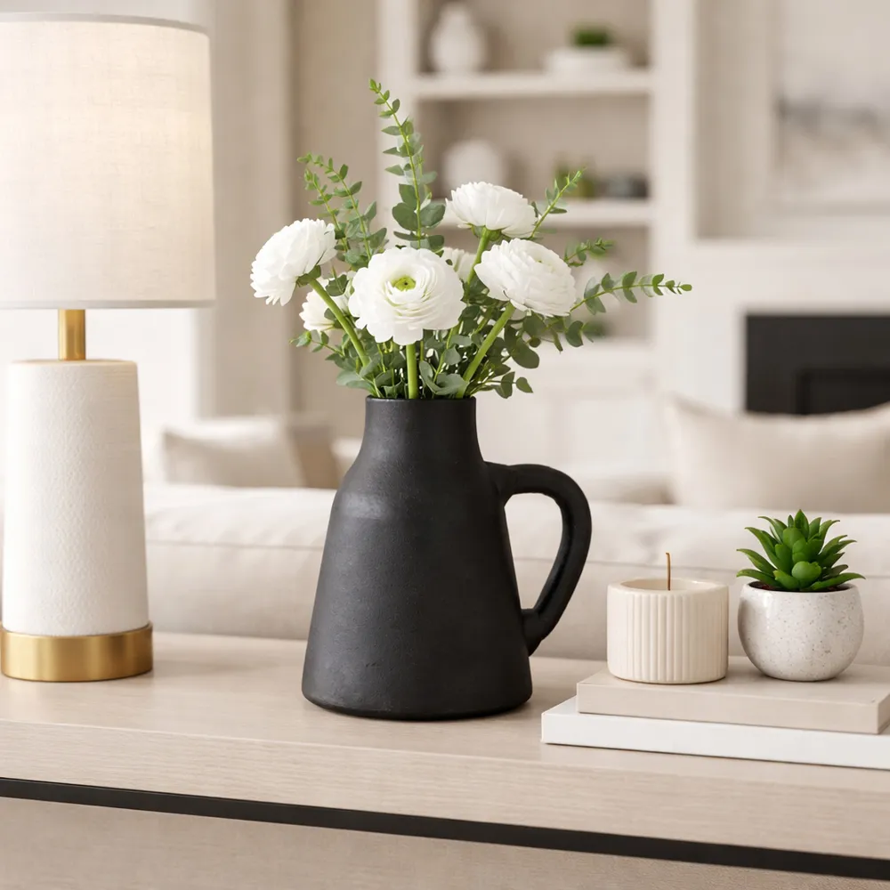 SHERMANCLIFF BLACK VASE 9 (IN)