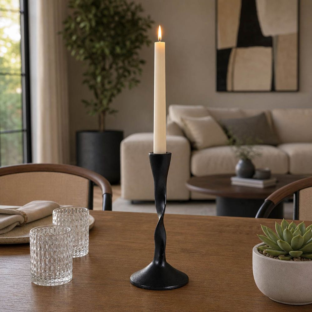 ELMONTVALE BLACK CANDLE HOLDER 8 (IN)