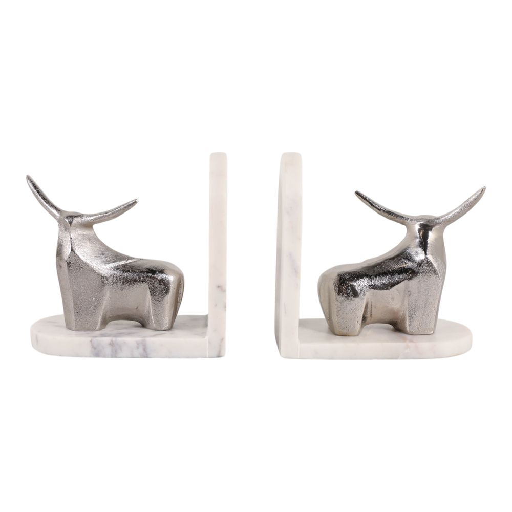 ALMACREST SET OF 2 WHITE BOOKENDS 7 (IN)