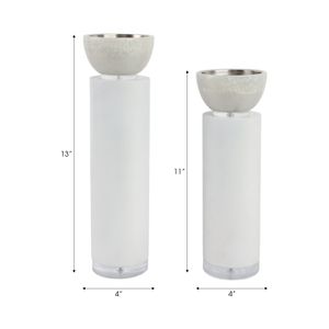 BECKETTWIND SET OF 2 WHITE CANDLE HOLDER 13 (IN) 9