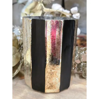 Ebony & Gold Mini Slendor Vase 3x3x4in