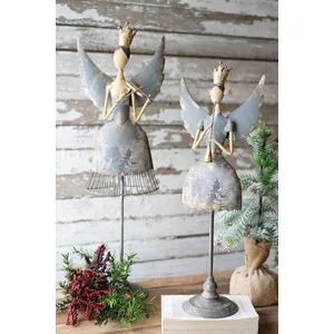 Set of 2 Metal Angels Playing Musical Instruments 2