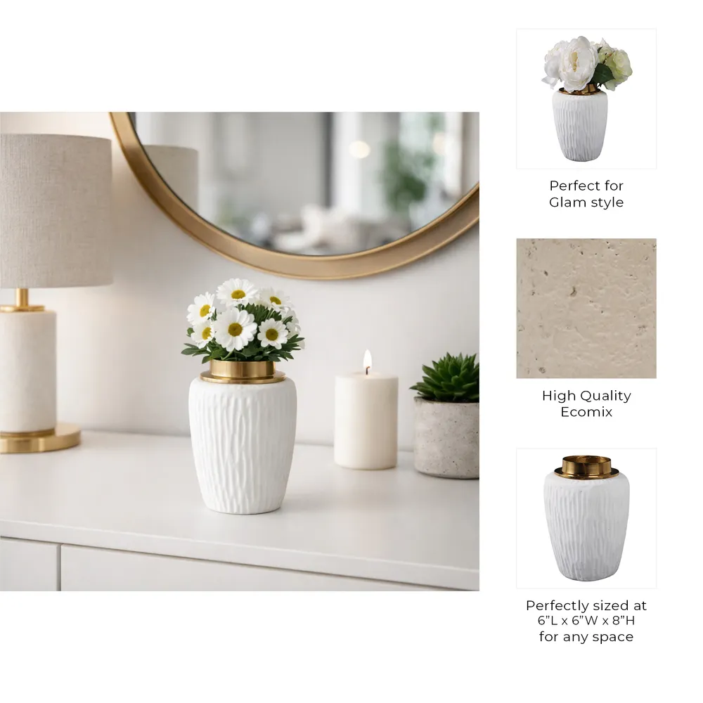 ADLERCREST WHITE VASE 8 (IN)