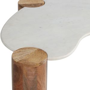 42X18" CURVED COFFEE TABLE, WHITE/NATURAL 7