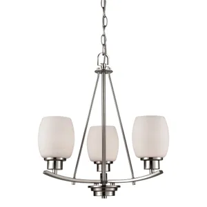 Casual Mission 17'' Wide 3-Light Chandelier - Brushed Nickel 1