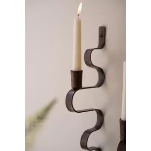 Set of 2 Forged-Iron Wavy Metal Taper Candle Wall Sconces 7
