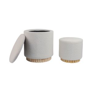 CALRUN SET OF 2 WHITE OTTOMANS 20 (IN) 7