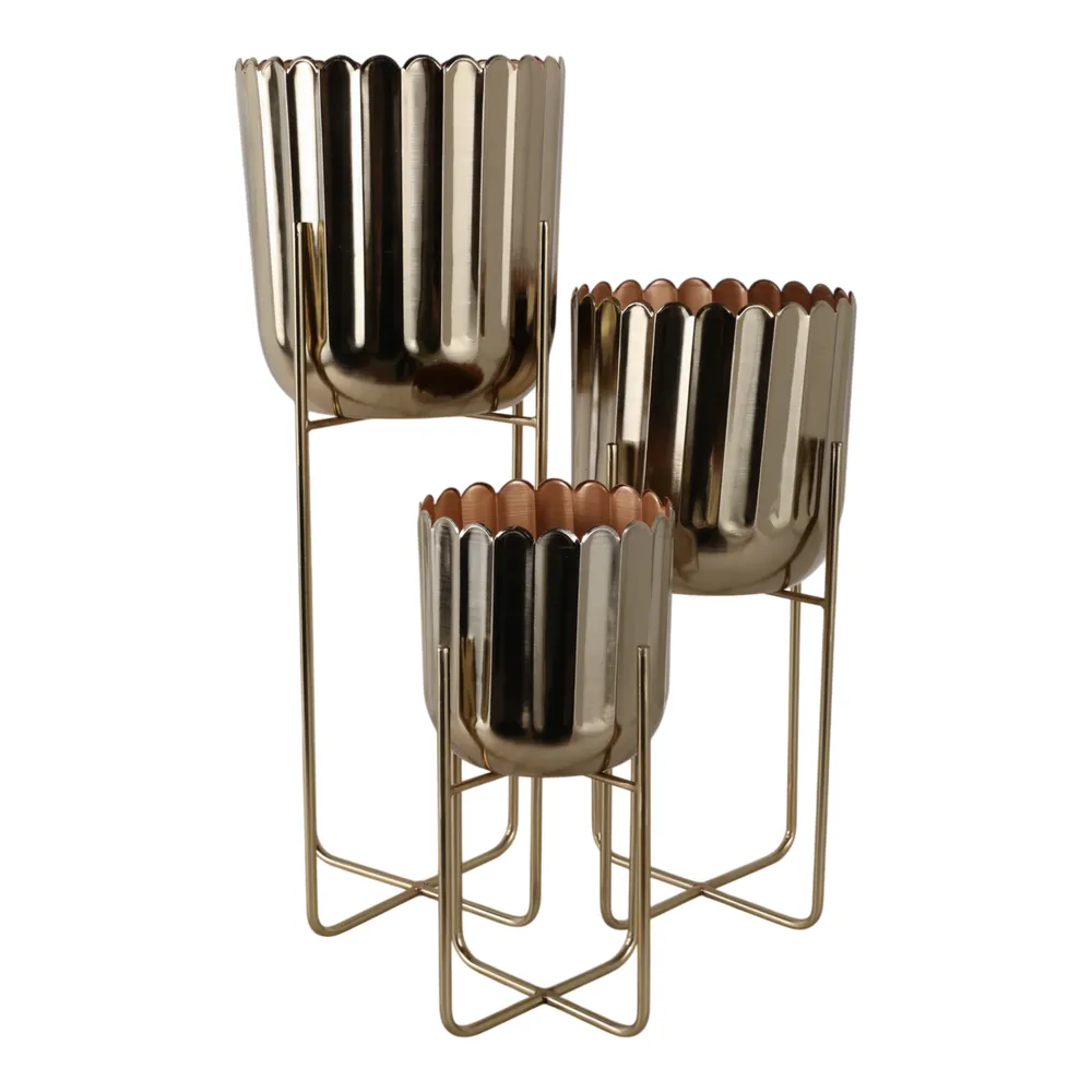ANSELBEACH SET OF 3 GOLD PLANTER 27 (IN)