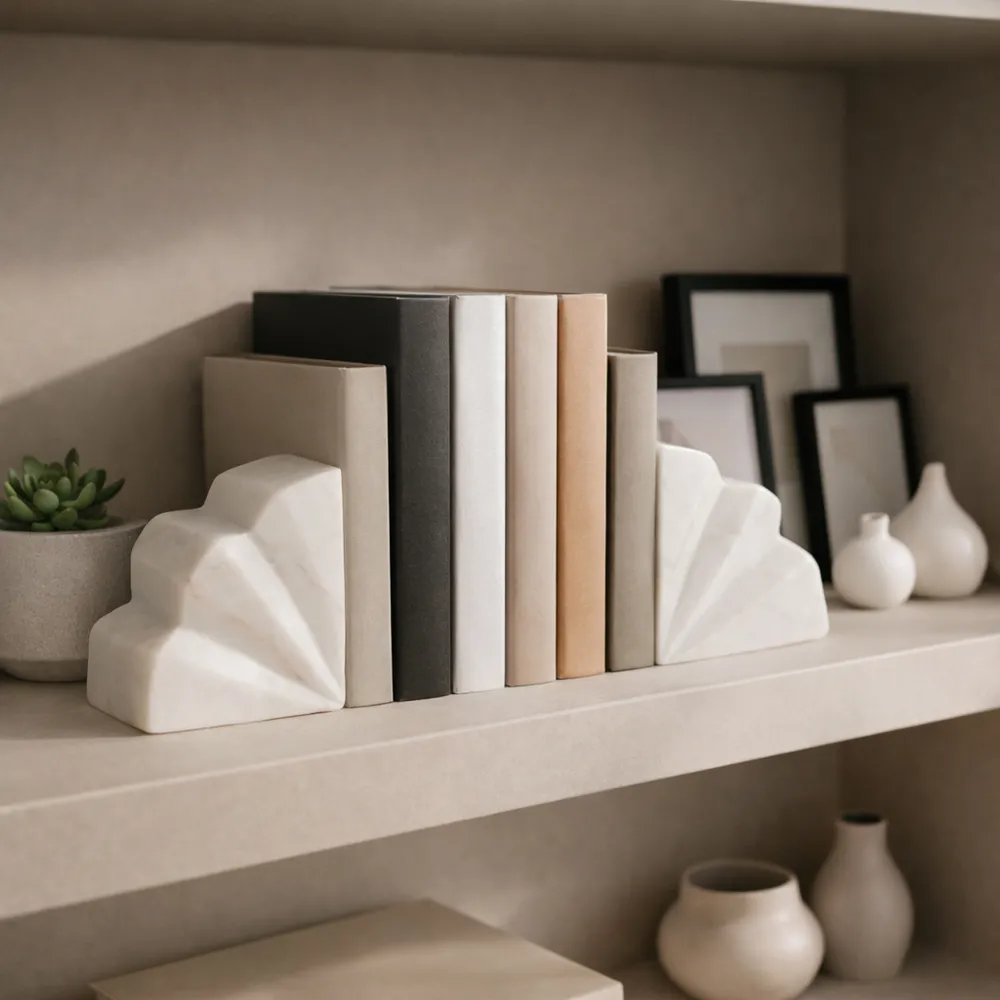 HENSONHOLM SET OF 2 WHITE BOOKENDS 6 (IN)