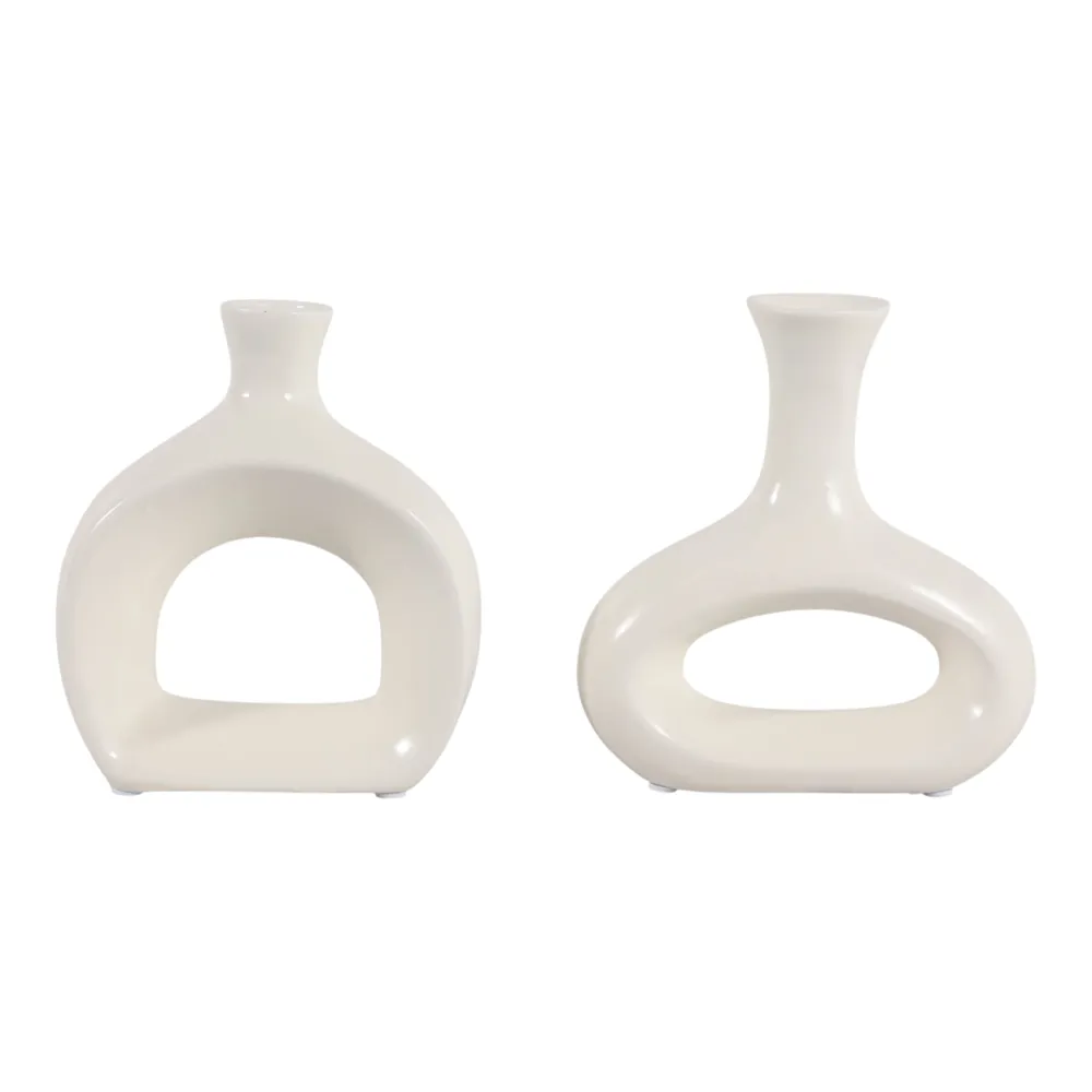AXELTON SET OF 2 IVORY VASES 7 (IN)