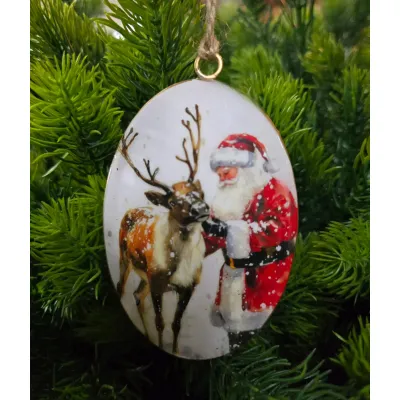 Santa W/Dasher Ornament 2.75x4.25in