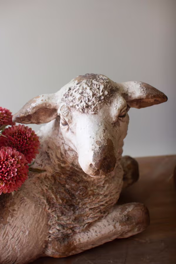 Faux Concrete Sheep Planter
