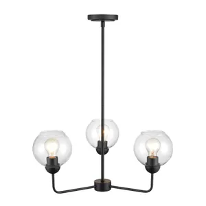 Boman 23'' Wide 3-Light Chandelier - Matte Black 4