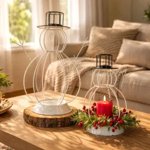 Snowman Lanterns Set Of 2 1
