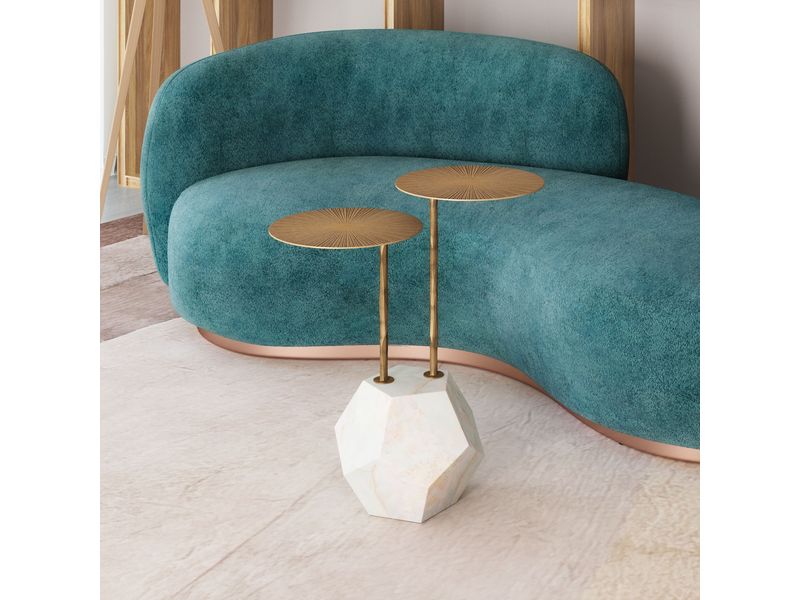 Anten Side Table Brass & White 2