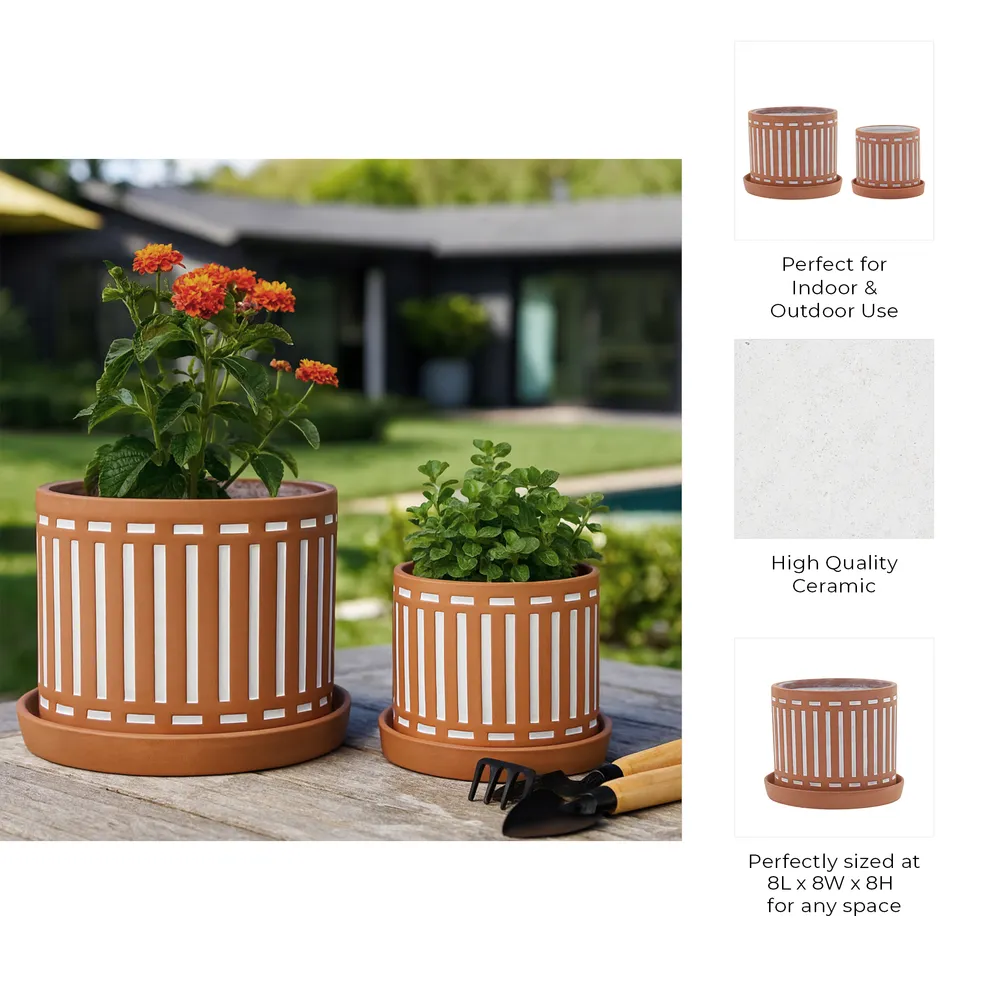 SHAYPORT SET OF 2 ORANGE PLANTER 8 (IN)