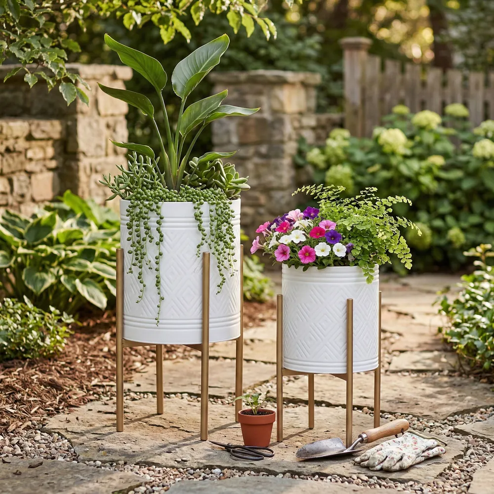 HAYFORDTON SET OF 2 WHITE PLANTER 23 (IN)