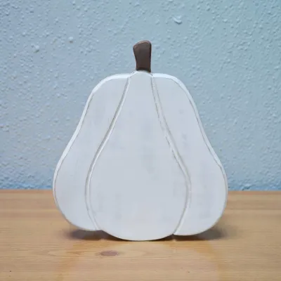 White Pumpkin Sitter 7x8in