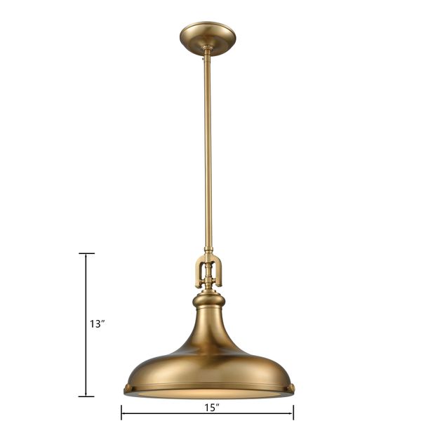 Rutherford 15'' Wide 1-Light Pendant - Satin Brass