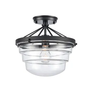 Boyer 12″ Wide 1-Light Semi Flush Mount - Matte Black 1