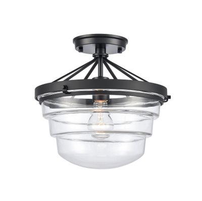Boyer 12″ Wide 1-Light Semi Flush Mount - Matte Black