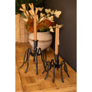 Set of 2 Cast Iron Spider Taper Candleholders 5