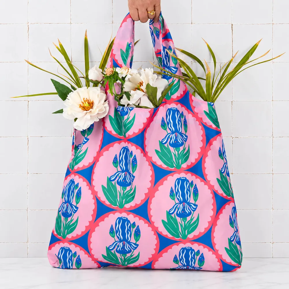 Lucky Iris blu Reusable Shopping Tote Bag