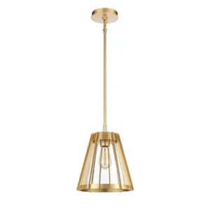 Open Louvers 10″ Wide 1-Light Mini Pendant - Champagne Gold 2