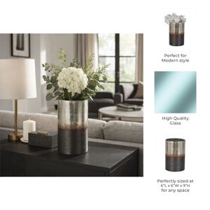 ARLOROSE SILVER GLASS VASE 9 (IN) 10