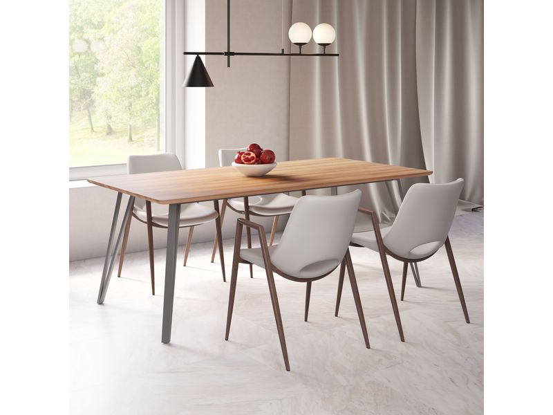 Desi Dining Chair Beige & Walnut 8